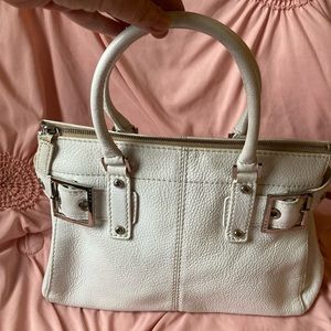 EUC Rafe New York White Pebble Leather Bag  with Chrome Buckles